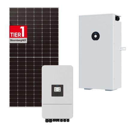 Deye 12 kW háromfázisú hibrid napelemes rendszer – 16 kWh energiatárolóval + 20 db DAH Solar panel