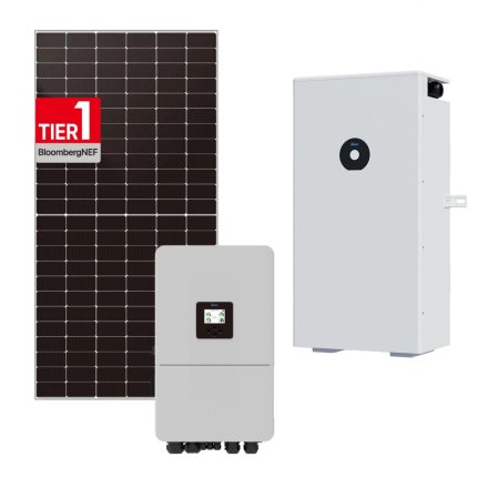 Deye 15 kW háromfázisú hibrid napelemes rendszer – 16 kWh energiatárolóval + 30 db DAH Solar panel